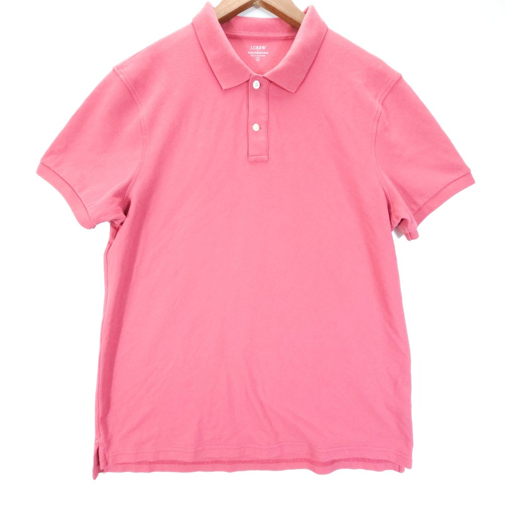 J.Crew Polo‎ Mens Large Pink Flex Pique Short Sleeve Shirt Streetwear